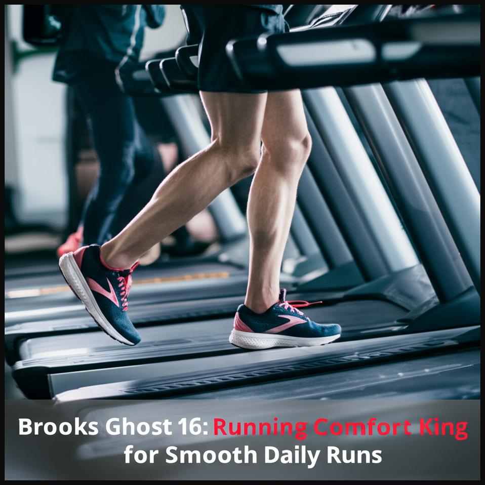 A man running comfortably on a treadmill in a gym, highlighting the soft ride of Brooks Ghost 16 running shoes.