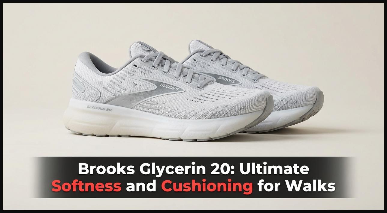Brooks Glycerin 20 style walking shoes, emphasizing their plush and soft cushioning.