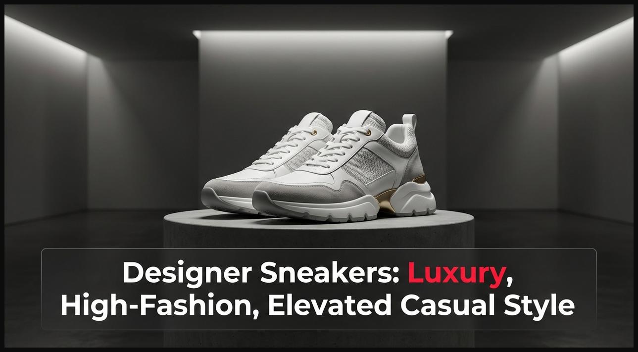 A pair of luxury designer sneakers, showcasing premium materials and high-fashion aesthetics for an elevated casual style.