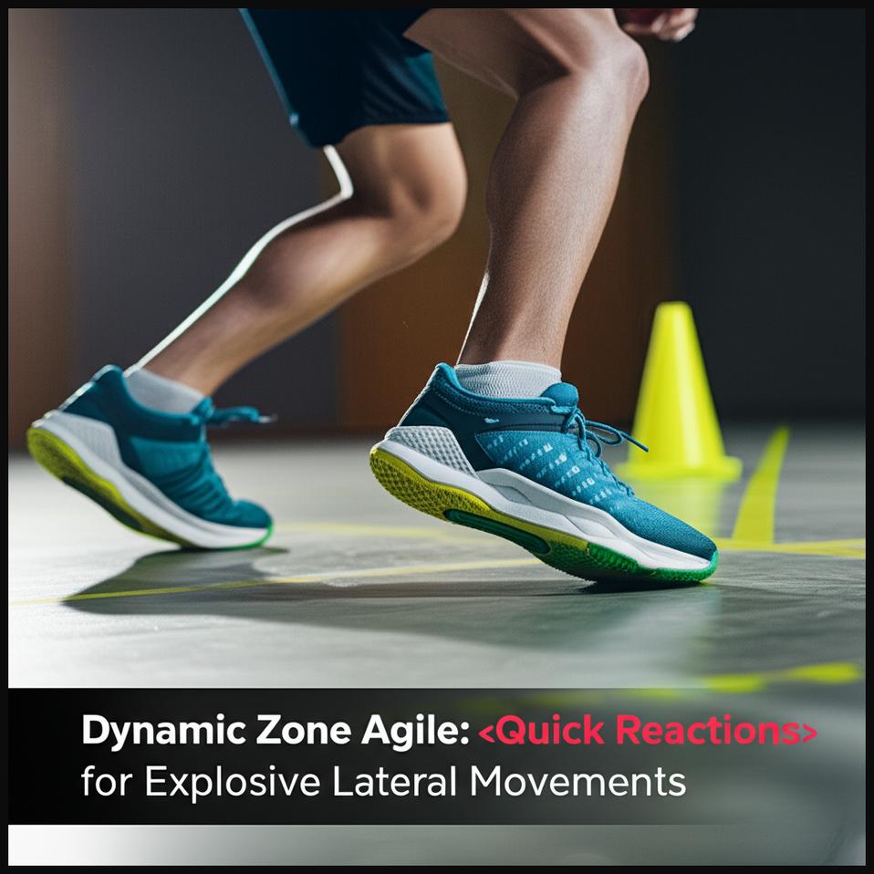 A man performing a quick lateral agility drill, highlighting the responsiveness of Dynamic Zone Agile shoes.