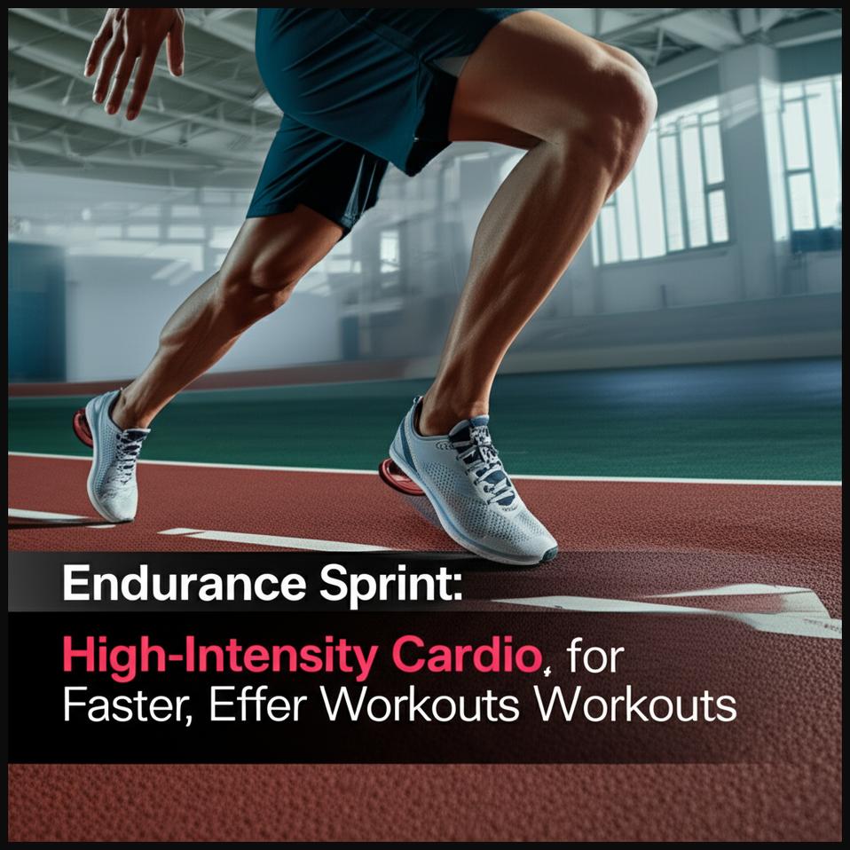 A man sprinting intensely on a treadmill, highlighting the responsive cushioning of Endurance Sprint shoes for cardio.